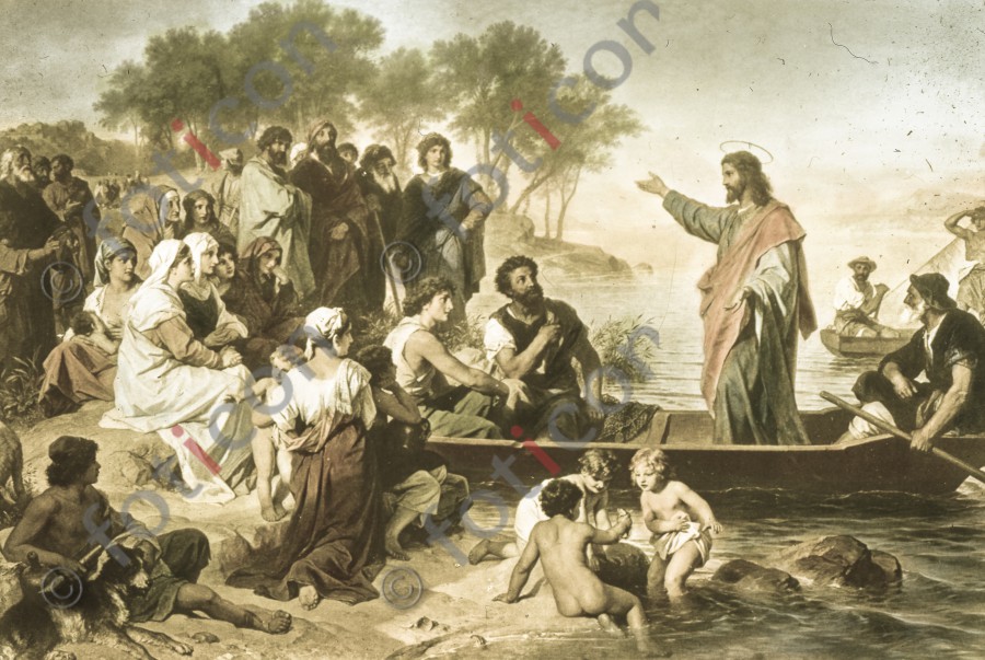 Jesus predigt am See Genezareth | Jesus preaches on the Sea of Galilee - Foto simon-134-072.jpg | foticon.de - Bilddatenbank für Motive aus Geschichte und Kultur